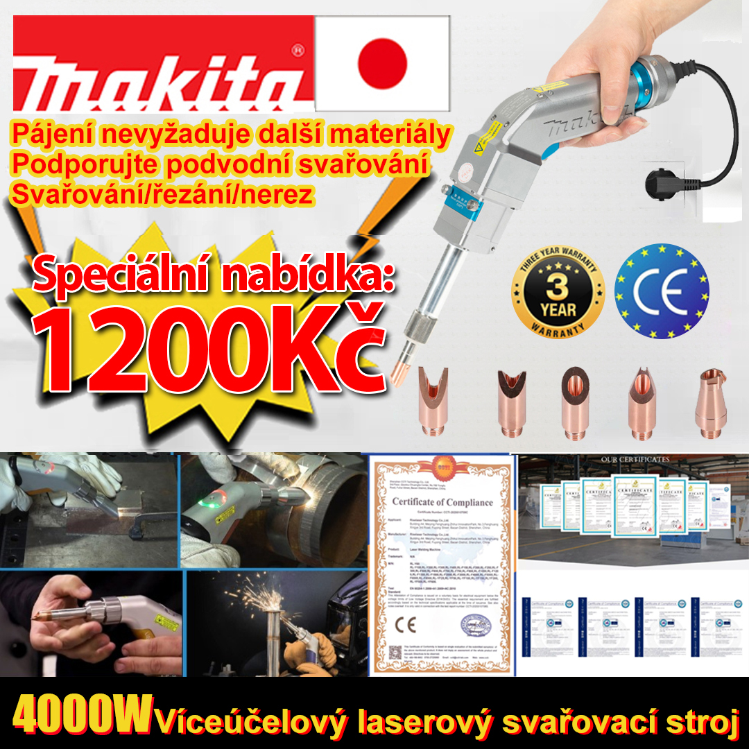 4000W multifunkční laserový svařovací hořák (pro svařování zlata/stříbra/mědi/železa/hliníku/nerezové oceli), dokáže svařovat materiály o tloušťce 0-7 mm (svařování/řezání dva v jednom)